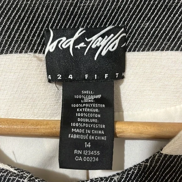 Lord & Taylor 100% Linen Shell Striped Black and White Women's Jacket - Picture 2 of 4